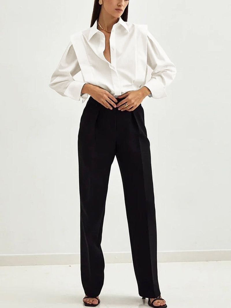 Camisa cuadrada con botones para mujer | Manga larga