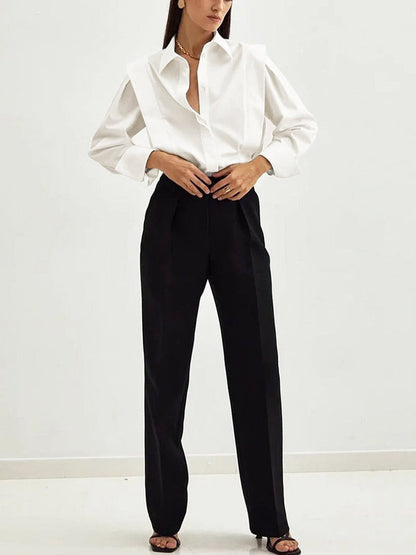 Camisa cuadrada con botones para mujer | Manga larga